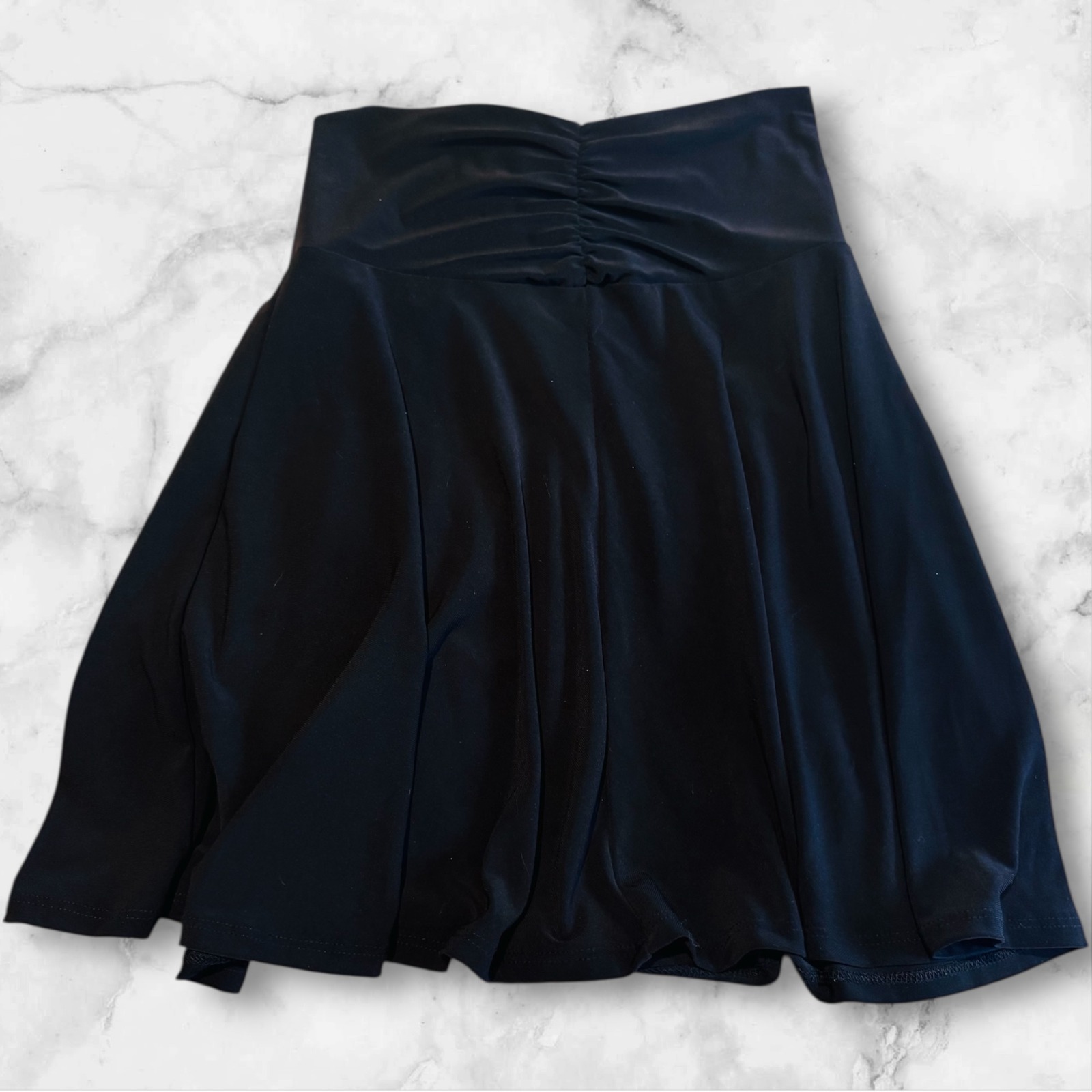 Maurices Black High Waisted Ruched Skater Mini Skirt Xs